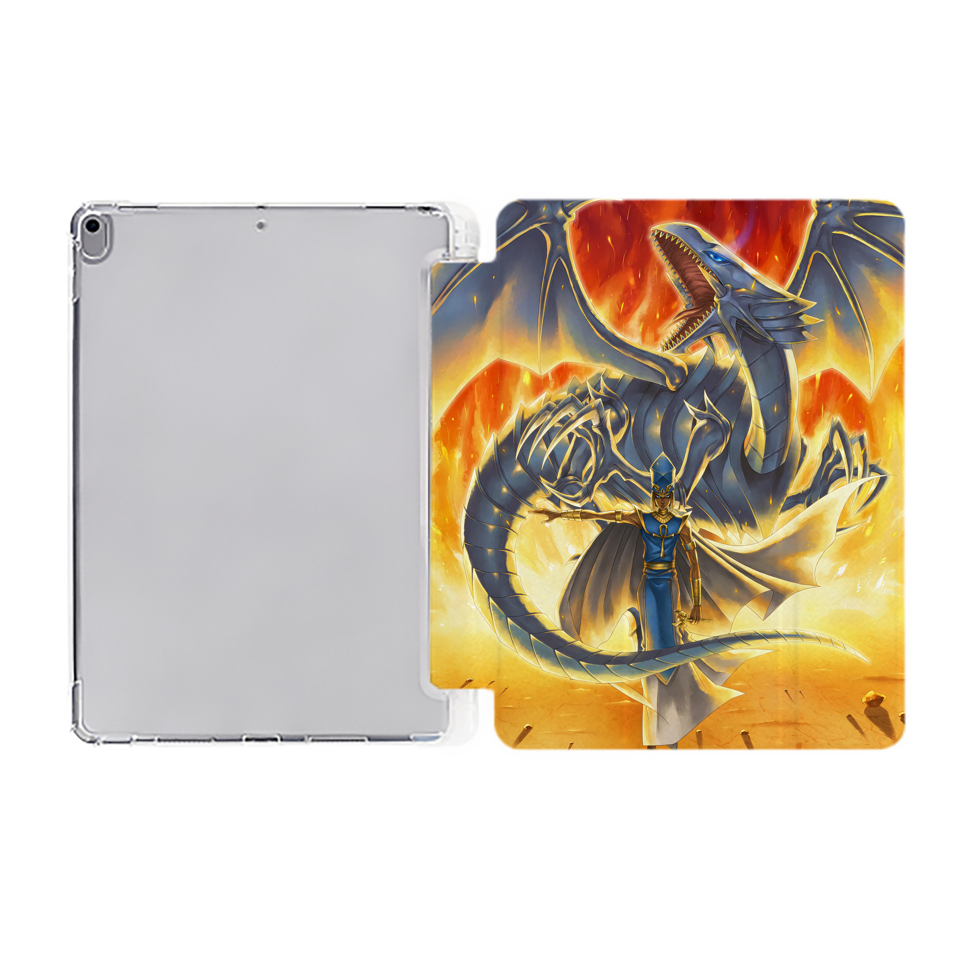 （画像用） 遊☆戯☆王 Yu-Gi-Oh! IPad ケース ペン収納付き 三つ折りスタンド PUレザー×シリコン 対応機種9.5/10.5/10.9インチ